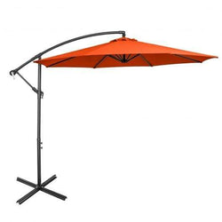 StarWood Rack Home & Garden 10FT Offset Umbrella with 8 Ribs Cantilever and Cross Base Tilt Adjustment-Orange